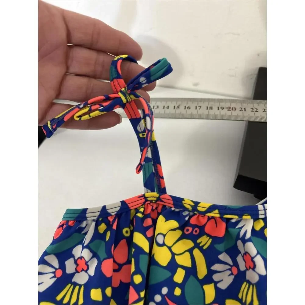 Cat & Jack 2piece‎ Swimsuit S 6/6X Adorable Blue Floral Stripes